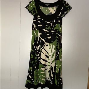 Leaf Patterned Midi Dress